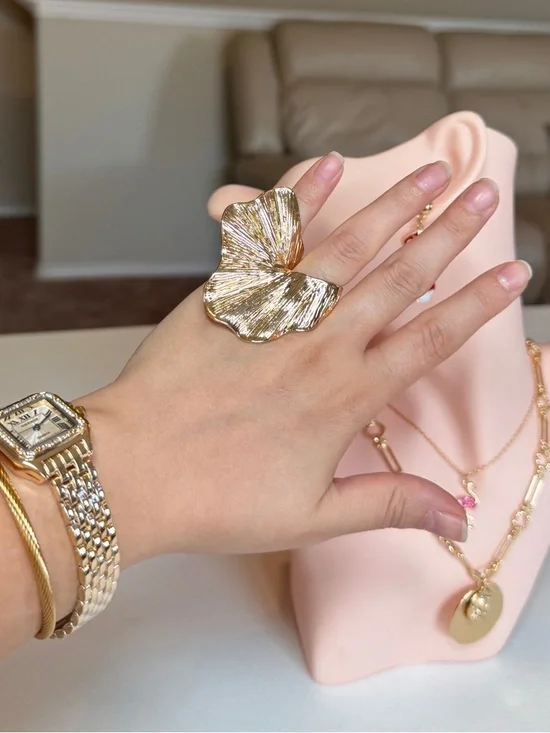 Gold Floral Statement Ring - Picture 5 of 14